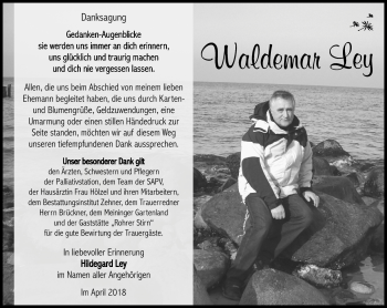 Traueranzeige von Waldemar Ley von Südthüringer Presse