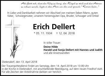 Traueranzeige von Erich Dellert von Neue Presse Coburg