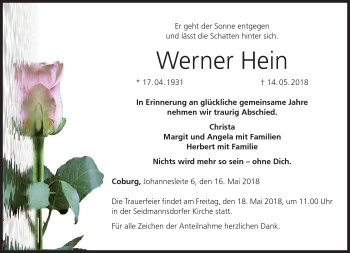 Traueranzeige von Werner Hein von Neue Presse Coburg