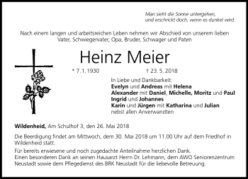 Traueranzeige von Heinz Meier von Neue Presse Coburg