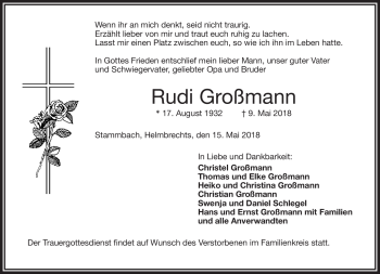 Traueranzeige von Rudi Grußmann von Frankenpost