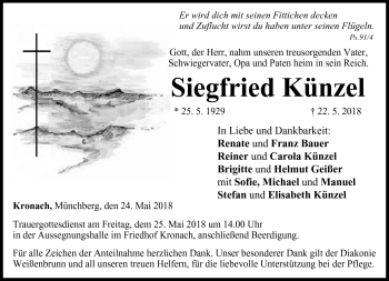 Traueranzeige von Siegfried Künzel von Neue Presse Coburg