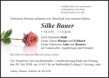 Traueranzeige von Silke Bauer von Südthüringer Presse