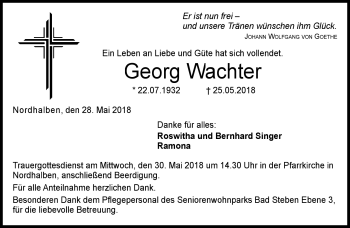 Traueranzeige von Georg Wachter von Neue Presse Coburg