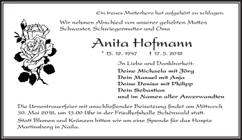 Traueranzeige von Anita Hofmann von Frankenpost