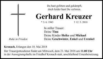 Traueranzeige von Gerhard Kreuzer von Neue Presse Coburg