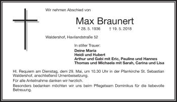 Traueranzeige von Max Braunert von Frankenpost