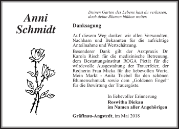 Traueranzeige von Anni Schmidt von Südthüringer Presse