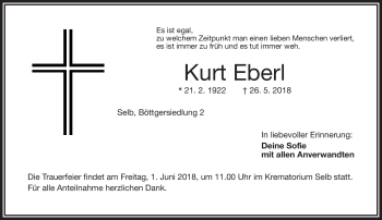 Traueranzeige von Kurt Eberl von Frankenpost