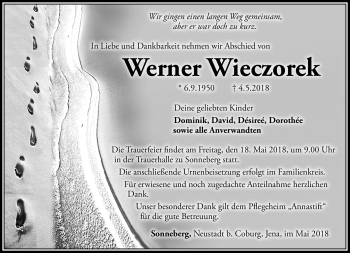 Traueranzeige von Werner Wieczorek von Südthüringer Presse