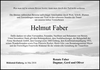 Traueranzeige von Helmut Faber von Neue Presse Coburg