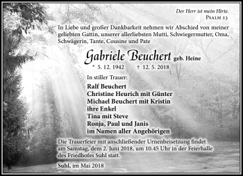 Traueranzeige von Gabriele Beuchert von Südthüringer Presse