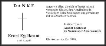 Traueranzeige von Ernst Egelkraut von Frankenpost