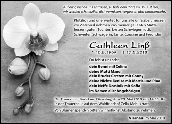 Traueranzeige von Cathleen Lin0 von Südthüringer Presse