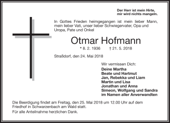 Traueranzeige von Otmar Hofmann von Frankenpost