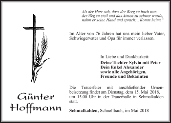 Traueranzeige von Günter Hoffmann von Südthüringer Presse