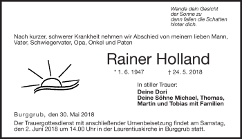 Traueranzeige von Rainer Holland von Neue Presse Coburg