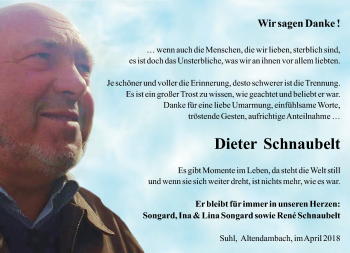 Traueranzeige von Dieter Schnaubelt von Südthüringer Presse