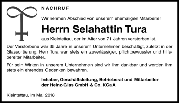 Traueranzeige von Selahattin Tura von Neue Presse Coburg