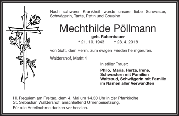 Traueranzeige von Mechthilde Pöllmann von Frankenpost