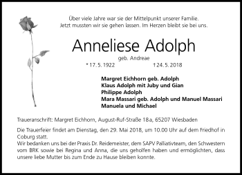 Traueranzeige von Anneliese Adolph von Neue Presse Coburg