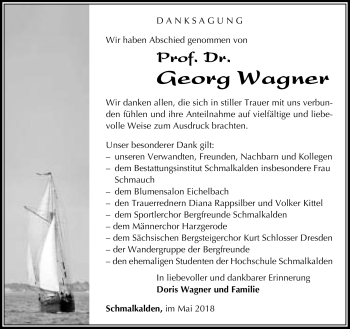 Traueranzeige von Prof. Dr. Georg Wagner von Südthüringer Presse