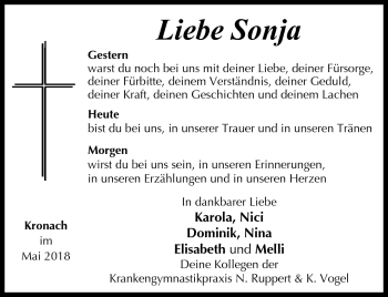Traueranzeige von Sonja Dalski von Neue Presse Coburg