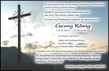 Traueranzeige von Georg König von Südthüringer Presse