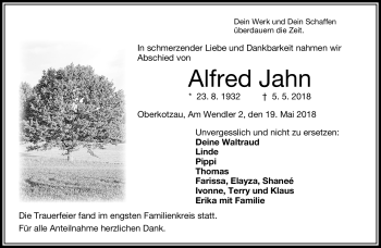 Traueranzeige von Alfred Jahn von Frankenpost