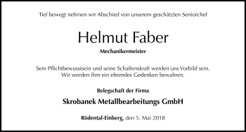 Traueranzeige von Helmut Faber von Neue Presse Coburg