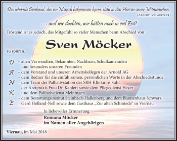 Traueranzeige von Sven Möcker von Südthüringer Presse