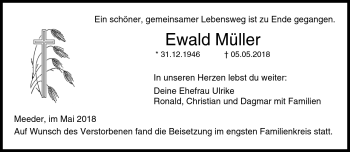 Traueranzeige von Ewald Müller von Neue Presse Coburg