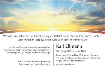 Traueranzeige von Karl Ellmann von Frankenpost