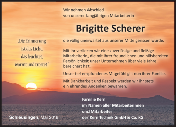 Traueranzeige von Brigitte Scherer von Südthüringer Presse