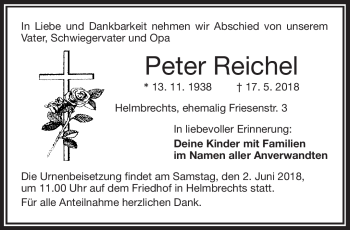Traueranzeige von Peter Reichel von Frankenpost