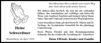 Traueranzeige von Heinz Schwerdtner von Neue Presse Coburg