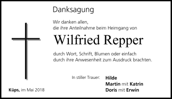 Traueranzeige von Wilfried Repper von Neue Presse Coburg