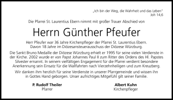 Traueranzeige von Günther Pfeufer von Neue Presse Coburg