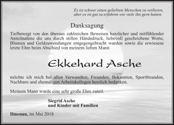 Traueranzeige von Ekkehard Asche von Südthüringer Presse