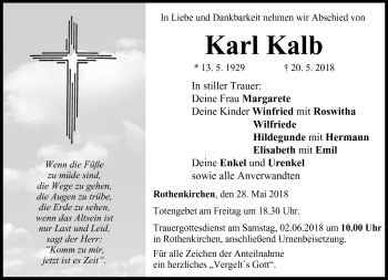 Traueranzeige von Karl Kalb von Neue Presse Coburg