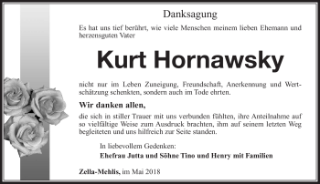 Traueranzeige von Kurt Hornawsky von Südthüringer Presse