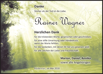 Traueranzeige von Rainer Wagner von Neue Presse Coburg
