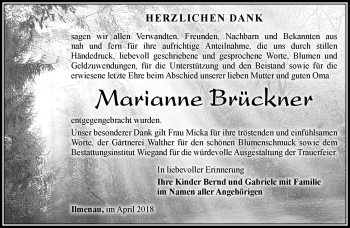 Traueranzeige von Marianne Brückner von Südthüringer Presse