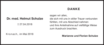 Traueranzeige von Helmut Schulze von Neue Presse Coburg