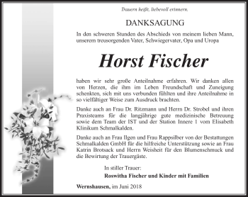 Traueranzeige von Horst Fischer von Südthüringer Presse
