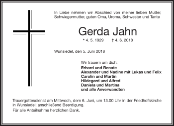 Traueranzeige von Gerda Jahn von Frankenpost