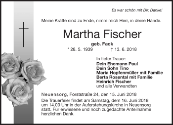 Traueranzeige von Martha Fischer von Neue Presse Coburg