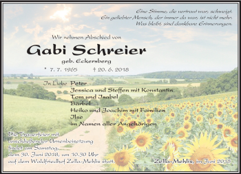 Traueranzeige von Gabi Schreier von Südthüringer Presse