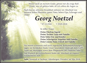 Traueranzeige von Georg Noetzel von Südthüringer Presse