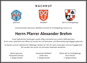 Traueranzeige von Alexander Brehm von Frankenpost